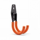 Wandhaken für Fahrräder in J-Form Klein Höhe 110 mm Metall mit rutschfester Beschichtung Schwarz mit orangefarbenen Armen Für die Garage und Werkstatt 5
