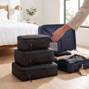 Conjunto de 3 organizadores de compressão para mala 30 x 20 cm 35 x 24 cm e 40 x 35 cm Cubos de arrumação de viagem com fecho para roupa 4