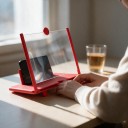 Zwiększacz ekranu telefonu 12 cali Szerokokątny HD powiększacz z podstawą na telefon Wysuwana akrylowa soczewka do filmów i wideo 4