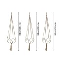 Suporte suspenso para vaso de flores macramé 3 pcs Comprimento 90 cm Cordão trançado à mão com argola de metal Suspensão boho 12