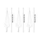 Suporte suspenso para vaso de flores macramé 3 pcs Comprimento 90 cm Cordão trançado à mão com argola de metal Suspensão boho 14