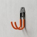 Wandhaken für Fahrräder in J-Form Mittel Höhe 145 mm Metall mit rutschfester Beschichtung Schwarz mit orangefarbenen Armen Für die Garage 2