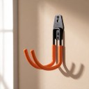 Wandhaken für Fahrräder in J-Form Mittel Höhe 145 mm Metall mit rutschfester Beschichtung Schwarz mit orangefarbenen Armen Für die Garage 5