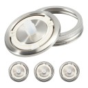 Tampas de fermentação 4 pcs com anéis para frascos de conserva 86 mm Aço inoxidável 304 Válvula de silicone Prata Para fermentação de legumes 3