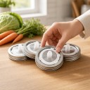 Tampas de fermentação 4 pcs com anéis para frascos de conserva 86 mm Aço inoxidável 304 Válvula de silicone Prata Para fermentação de legumes 4