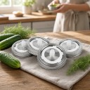 Tampas de fermentação 4 pcs com anéis para frascos de conserva 86 mm Aço inoxidável 304 Válvula de silicone Prata Para fermentação de legumes 6