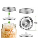 Tampas de fermentação 4 pcs com anéis para frascos de conserva 86 mm Aço inoxidável 304 Válvula de silicone Prata Para fermentação de legumes 8
