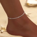 Tobillera femenina delicada cadena brillante para tobillo Diseño minimalista simple Color plateado Longitud ajustable Joyería de verano para la playa 3