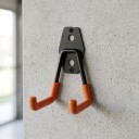 Wandhaken in U-Form für Werkzeuge und Helme Klein Höhe 105 mm Metall mit rutschfester Beschichtung Schwarz mit orangefarbenen Armen Für die Garage 2