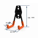 Wandhaken in U-Form für Werkzeuge und Helme Klein Höhe 105 mm Metall mit rutschfester Beschichtung Schwarz mit orangefarbenen Armen Für die Garage 3
