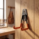 Wandhaken in U-Form für Werkzeuge und Helme Klein Höhe 105 mm Metall mit rutschfester Beschichtung Schwarz mit orangefarbenen Armen Für die Garage 4