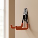 Wandhaken in U-Form für Werkzeuge und Helme Klein Höhe 105 mm Metall mit rutschfester Beschichtung Schwarz mit orangefarbenen Armen Für die Garage 6