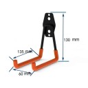 U-Shaped Wall Hook for Bicycles and Tools Medium Projection 135 mm Metal with Non-Slip Coating Black with Orange Arms For Garage 3