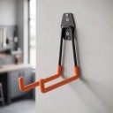 Large U-Shaped Wall Hook for Bicycle and Ladder Extension 197 mm Metal with Non-Slip Coating Black with Orange Arms for Garage 2