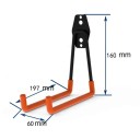 Large U-Shaped Wall Hook for Bicycle and Ladder Extension 197 mm Metal with Non-Slip Coating Black with Orange Arms for Garage 3