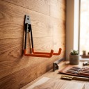 Large U-Shaped Wall Hook for Bicycle and Ladder Extension 197 mm Metal with Non-Slip Coating Black with Orange Arms for Garage 4