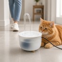Cat Fountain 1.2 L with Curved Transparent Tube USB 5 V Pump Filter and Water Circulation White Feeder 4