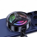 Herní chladič na mobil s ventilátorem a RGB podsvícením Zadní klip se silikonovými podložkami 62,5 x 24 mm USB 5 V Černý pro hraní 7