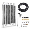 Universal Oil Cooler 8 Rows 393 x 252 x 20 mm Aluminium Silver Kit with 1.2 m Hose and Clamps for Engine, Transmission and Differential 1