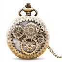 Kapesní hodinky Steampunk s prořezávaným víčkem s ozubenými koly 45 mm Quartz Kovová slitina Bronzová barva Řetízek Pro muže i ženy 1