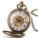Kapesní hodinky Steampunk s prořezávaným víčkem s ozubenými koly 45 mm Quartz Kovová slitina Bronzová barva Řetízek Pro muže i ženy 3