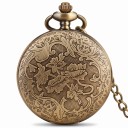 Kapesní hodinky Steampunk s prořezávaným víčkem s ozubenými koly 45 mm Quartz Kovová slitina Bronzová barva Řetízek Pro muže i ženy 5