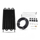 Universal Oil Cooler 6 Rows 393 x 189 x 20 mm Aluminium Black Kit with 1.2 m Hose and Clamps for Engine, Transmission and Differential 1