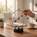 Kinetisk pendul Himlens sfære Borddekoration 24,5 cm Elektromagnetisk drift med 4 AA-batterier Antistress dekoration til kontoret 5