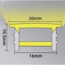 Silicone LED Profile 16 x 10 mm White Trim 20 mm Length 3 m Flexible With Diffuser Recessed Installation Into Groove For LED Strip Without LED Strip 2