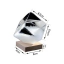 Γυάλινη καταιγίδα Storm Glass σε σχήμα κύβου 8,5 εκ. Βαρόμετρο από χειροποίητο γυαλί σε βάση από οξιά Διακόσμηση για το τραπέζι 4
