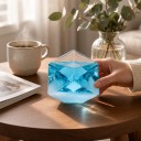 Γυάλινη καταιγίδα Storm Glass σε σχήμα κύβου 8,5 εκ. Βαρόμετρο από χειροποίητο γυαλί σε βάση από οξιά Διακόσμηση για το τραπέζι 6