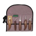 Set of 5 Carving Knives with Rolling Pouch Handles 10.3 and 12.8 cm Chromium-Vanadium Steel Polishing Paste For Carving Spoons and Wood 1