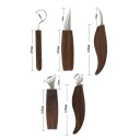 Set of 5 Carving Knives with Rolling Pouch Handles 10.3 and 12.8 cm Chromium-Vanadium Steel Polishing Paste For Carving Spoons and Wood 3