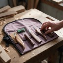 Set of 5 Carving Knives with Rolling Pouch Handles 10.3 and 12.8 cm Chromium-Vanadium Steel Polishing Paste For Carving Spoons and Wood 4
