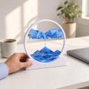 Bevægelsesmæssigt sandbillede 18 x 19 cm Rund 3D sandbillede af hærdet glas med stativ Dekoration til skrivebordet 3