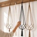 Závěsný držák na květináč makramé 4 ks Délka 90 cm Ručně pletený provaz s kovovým kroužkem Bílá černá a hnědá Závěs na rostliny 4