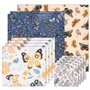 Essuie-tout en cire alimentaire 11 pcs Ensemble de 4 tailles de 10,2 à 35,6 cm Cire d'abeille et coton Motif de papillons et de fleurs Pour les bols 1