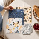 Essuie-tout en cire alimentaire 11 pcs Ensemble de 4 tailles de 10,2 à 35,6 cm Cire d'abeille et coton Motif de papillons et de fleurs Pour les bols 2