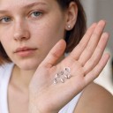 Zarážky na náušnice 100 ks Puzety s průhledným diskem 11 x 6 mm Kovové zapínání Pro pecky a výrobu šperků DIY 6