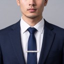 Nyakkendőcsipesz kövekkel 6 x 0,6 cm Fém nyakkendőcsipesz átlós csíkokkal Ezüst Férfi kiegészítő öltönyhöz esküvőre 2