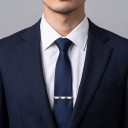 Nyakkendőcsat 6 x 0,6 cm Fém nyakkendőcsat váltakozó fényes és matt részekkel Ezüst Férfi kiegészítő öltönyhöz és inghez 2