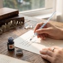 Glas dyppepen 19,5 cm med blæk og glasstand Dækkesæt i æske til kalligrafi og underskrifter 4