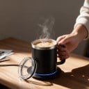 Vyhřívaný hrnek 350 ml s USB podložkou Dvoustěnná nerezová ocel 304 Udržování teploty 55–65 °C Víčko Káva Čaj Kancelář 8