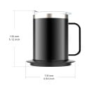 Vyhřívaný hrnek 350 ml s USB podložkou Dvoustěnná nerezová ocel 304 Udržování teploty 55–65 °C Víčko Káva Čaj Kancelář 9