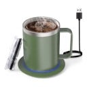 Vyhřívaný hrnek 350 ml s USB podložkou Dvoustěnná nerezová ocel 304 Udržování teploty 55–65 °C Víčko Káva Čaj Kancelář 2