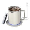 Vyhřívaný hrnek 350 ml s USB podložkou Dvoustěnná nerezová ocel 304 Udržování teploty 55–65 °C Víčko Káva Čaj Kancelář 3