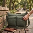 Mala de ombro para portátil 13 polegadas 38 x 27 x 11 cm Mala crossbody leve em nylon com múltiplos bolsos Para a escola e viagens 6