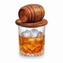 Ensemble de fumage pour cocktails et whisky Fût en bois 10,67 cm 6 boîtes de copeaux 2 cubes de refroidissement en métal Cuillère Brosse et boîte 4
