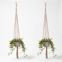 Macramé ophæng til blomsterkrukker 2 stk 90 cm Håndlavet af reb af plantefibre Naturlig nuance Til stue- og udendørsplanter 3