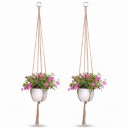Macramé ophæng til blomsterkrukker 2 stk 90 cm Håndlavet af reb af plantefibre Naturlig nuance Til stue- og udendørsplanter 5